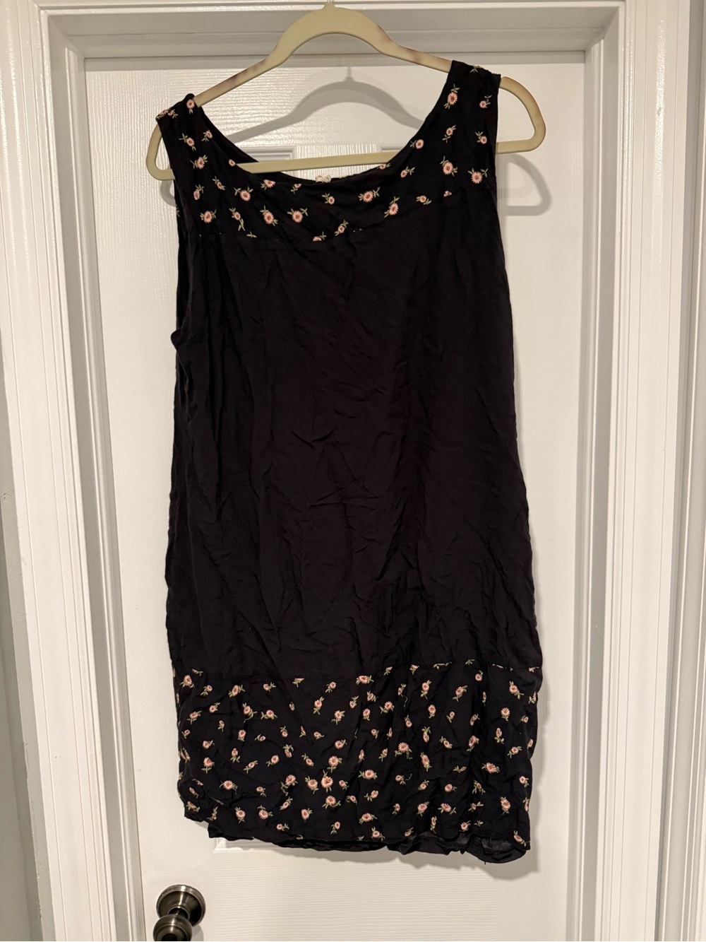 ByTiMo Black Mini Dress‎ with Pink Floral Trim size XL